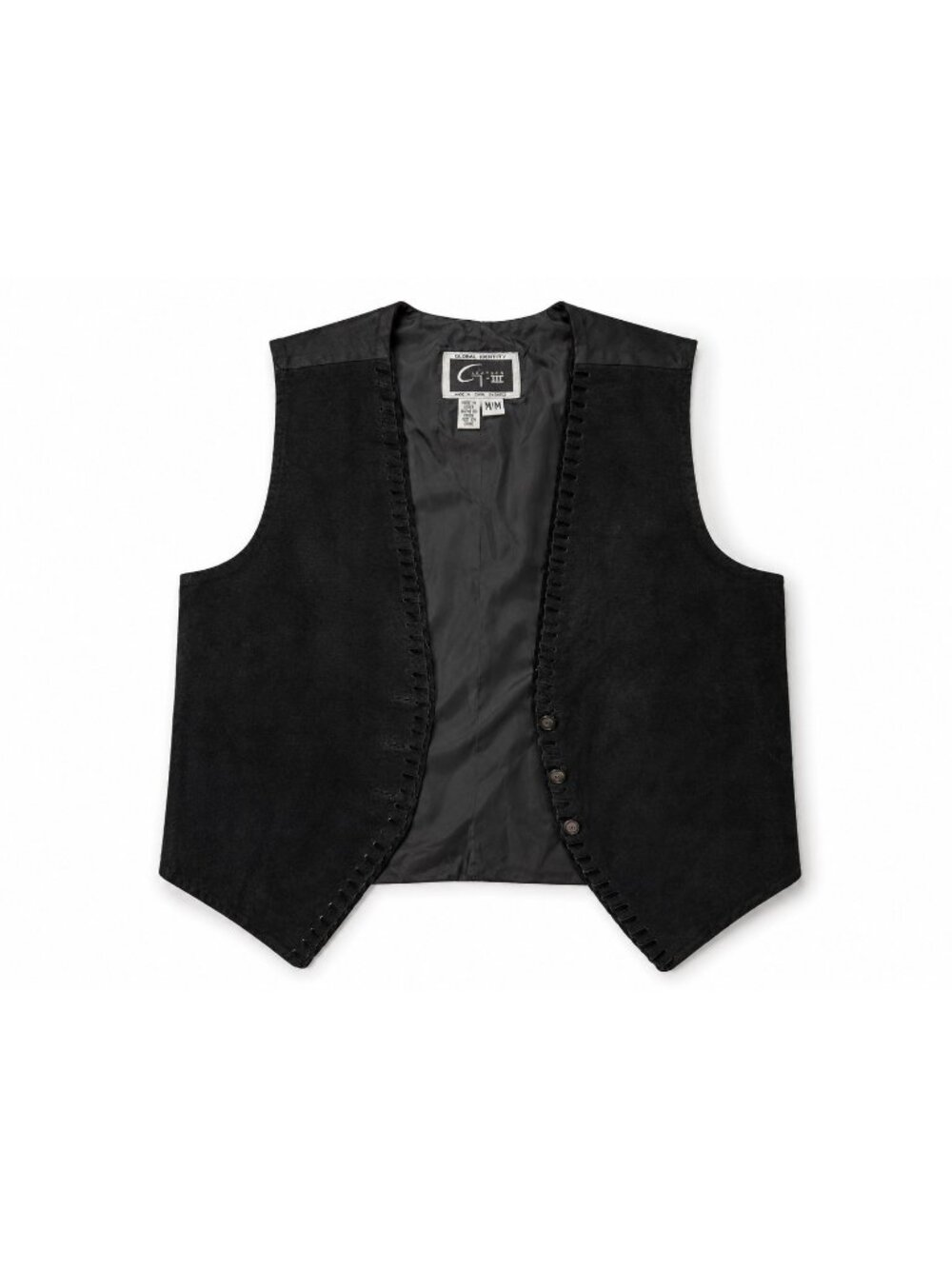 Vintage G-III Global Identity Black Suede Leather Vest Women’s M Western Boho